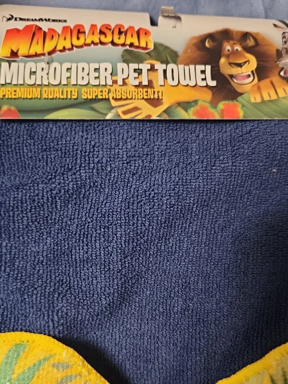 2 Madagascar Microfiber Pet Beach/Bath Towels/Bedding - Navy & Lime Green